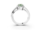 White gold Fancy Green Oval Cut Diamond Halo Ring with Split Shank Pavé Band and Four-Prong Setting_15