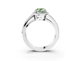 White gold Fancy Green Oval Cut Diamond Halo Ring with Split Shank Pavé Band and Four-Prong Setting_39