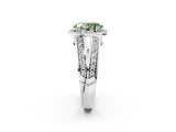 White gold Fancy Green Oval Cut Diamond Halo Ring with Split Shank Pavé Band and Four-Prong Setting_61