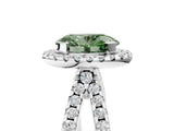White gold Fancy Green Oval Cut Diamond Halo Ring with Split Shank Pavé Band and Prong Setting_84