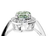 White gold Fancy Green Oval Cut Diamond Halo Ring with Split Shank and Four-Prong Setting_60