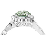 White gold Fancy Green Oval Cut Diamond Halo Ring with Vintage Split Shank and Four-Prong Setting_89