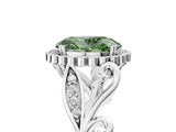 White gold Fancy Green Oval Cut Diamond Halo Ring with Vintage Split Shank and Four-Prong Setting_90