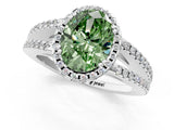 White gold Fancy Green Oval Cut Diamond Halo Split Shank Engagement Ring_88