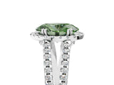 White gold Fancy Green Oval Cut Diamond Halo Split Shank Engagement Ring_92