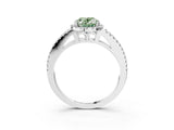 White gold Fancy Green Oval Cut Diamond Halo Split Shank Engagement Ring_93