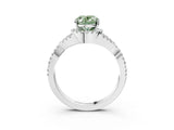 White gold Fancy Green Oval Cut Diamond  Halo Twist Band Solitaire Prong Setting Ring_27