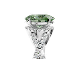 White gold Fancy Green Oval Cut Diamond  Halo Twist Band Solitaire Prong Setting Ring_29