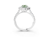White gold Fancy Green Oval  Cut Diamond Milgrain Floral Halo Engagement Ring with Pavé Band_18