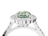 White gold Fancy Green Oval  Cut Diamond Milgrain Floral Halo Engagement Ring with Pavé Band_19