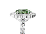 White gold Fancy Green Oval  Cut Diamond Milgrain Floral Halo Engagement Ring with Pavé Band_20