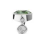 White gold Fancy Green Oval  Cut Diamond Milgrain Marquise Band with Prong Setting_8