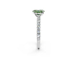 White gold Fancy Green Oval Cut Diamond Pavé Band Solitaire Ring with Prong Setting_95