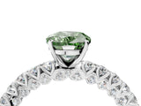 White gold Fancy Green Oval Cut Diamond Pavé Band Solitaire Ring with Prong Setting_96
