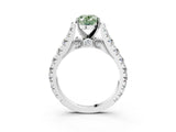 White gold Fancy Green Oval  Cut Diamond Pavé Band Solitaire with Four-Prong Setting_18