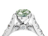 White gold Fancy Green Oval  Cut Diamond Pavé Band Solitaire with Four-Prong Setting_19