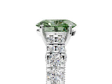 White gold Fancy Green Oval  Cut Diamond Pavé Band Solitaire with Four-Prong Setting_20