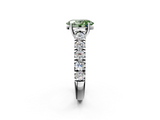 White gold Fancy Green Oval  Cut Diamond Pavé Band Solitaire with Four-Prong Setting_5