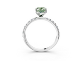White gold Fancy Green Oval  Cut Diamond Pavé Band Solitaire with Four-Prong Setting_6