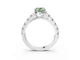 White gold Fancy Green Oval  Cut Diamond Pavé Band Solitaire with Four-Prong Setting_6