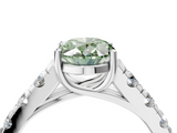 White gold Fancy Green Oval  Cut Diamond Pavé Band Solitaire with Four-Prong Setting_7