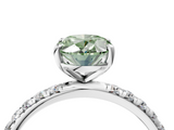 White gold Fancy Green Oval  Cut Diamond Pavé Band Solitaire with Four-Prong Setting_7