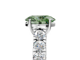 White gold Fancy Green Oval  Cut Diamond Pavé Band Solitaire with Four-Prong Setting_8