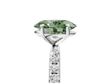 White gold Fancy Green Oval  Cut Diamond Pavé Band Solitaire with Four-Prong Setting_8