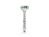 White gold Fancy Green Oval  Cut Diamond Pavé Band with Four-Prong Setting_15