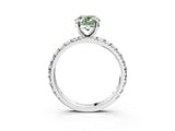 White gold Fancy Green Oval  Cut Diamond Pavé Band with Four-Prong Setting_16