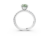 White gold Fancy Green Oval  Cut Diamond Pavé Band with Four-Prong Setting_6