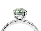 White gold Fancy Green Oval  Cut Diamond Pavé Band with Four-Prong Setting_7