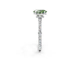 White gold Fancy Green Oval Cut Diamond Pavé Engagement Ring with Round  Accents and Prong Setting_93