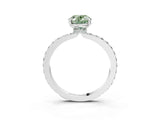 White gold Fancy Green Oval Cut Diamond Pavé Engagement Ring with Round  Accents and Prong Setting_94
