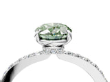 White gold Fancy Green Oval Cut Diamond Pavé Engagement Ring with Round  Accents and Prong Setting_95