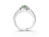 White gold Fancy Green Oval Cut Diamond Pavé Halo Ring with Four-Prong Setting_51