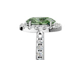 White gold Fancy Green Oval Cut Diamond Pavé Halo Ring with Four-Prong Setting_53