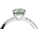 White gold Fancy Green Oval Cut Diamond Pavé Solitaire Engagement Ring with Four-Prong Setting_100