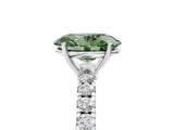 White gold Fancy Green Oval Cut Diamond Pavé Solitaire Engagement Ring with Four-Prong Setting_102