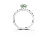 White gold Fancy Green Oval Cut Diamond Pavé Solitaire Engagement Ring with Four-Prong Setting_99