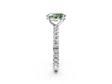 White gold Fancy Green Oval Cut Diamond Pavé Solitaire Ring with Round Band and Prong Setting_15