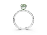 White gold Fancy Green Oval Cut Diamond Pavé Solitaire Ring with Round Band and Prong Setting_16