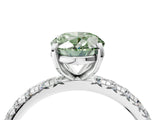 White gold Fancy Green Oval Cut Diamond Pavé Solitaire Ring with Round Band and Prong Setting_17