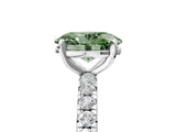White gold Fancy Green Oval Cut Diamond Pavé Solitaire Ring with Round Band and Prong Setting_18