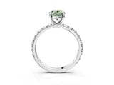 White gold Fancy Green Oval Cut Diamond Pavé Solitaire Ring with Round Band and Prong Setting_40