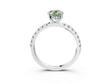 White gold Fancy Green Oval Cut Diamond Pave Band Solitaire Ring with Round  and Prong Setting_121