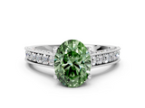White gold Fancy Green Oval  Cut Diamond Pave Band with Four-Prong Setting_37