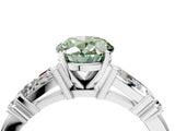 White gold Fancy Green Oval  Cut Diamond Ring with Baguette Side Stones, Channel Set Band, and Four-Prong Setting_40