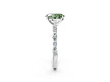 White gold Fancy Green Oval Cut Diamond Ring with Marquise and Round  Side Stones and Four-Prong Setting_78