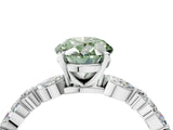 White gold Fancy Green Oval Cut Diamond Ring with Marquise and Round  Side Stones and Four-Prong Setting_79